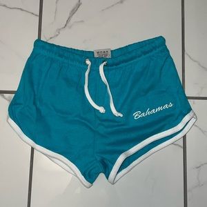 bahamas teal and white shorts